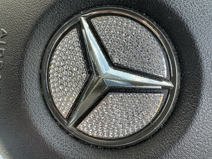 Car Mercedes Rhinestone Steering Wheel Center 50 mm Trim Diamond Sticker Logo