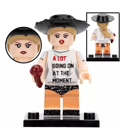 Cute Taylor Inspired 3D Mini Figure On Stand Eras Gift Cake Topper Brick