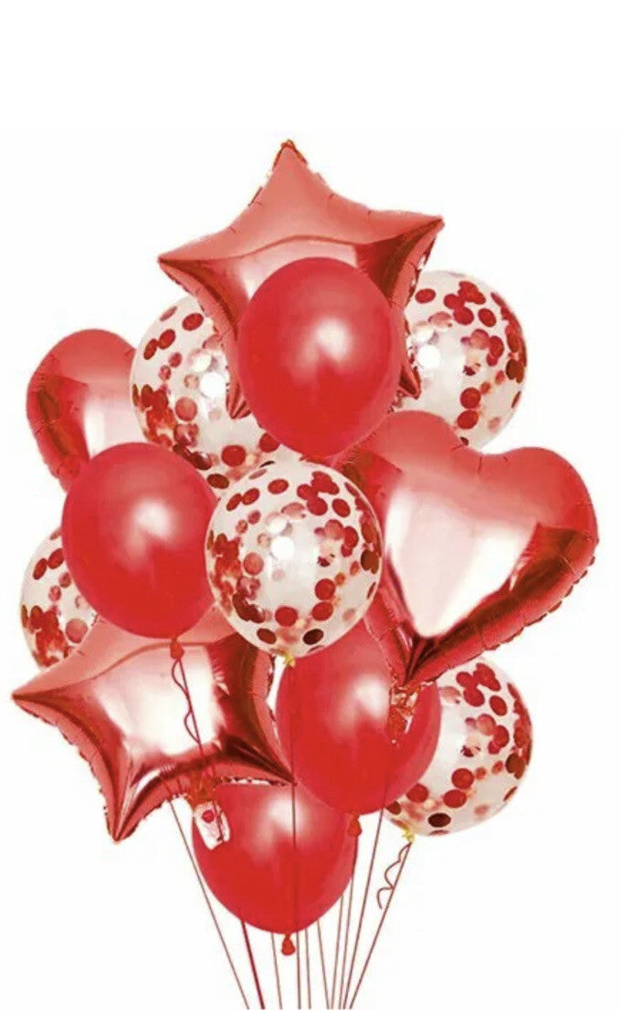 Christmas Heart Balloon Red Decoration Kit table display Self Inflate helium