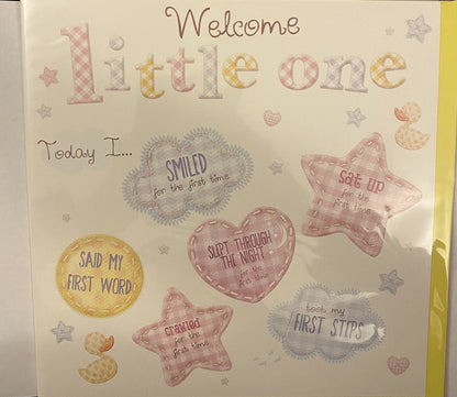 Baby Boy Girl Card Newborn Unisex Quality Welcome Little One milestone open door