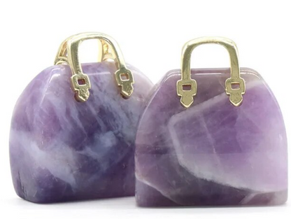 Handbag Crystal Stone Quartz Natural Healing Pendant Carved Display Ornament