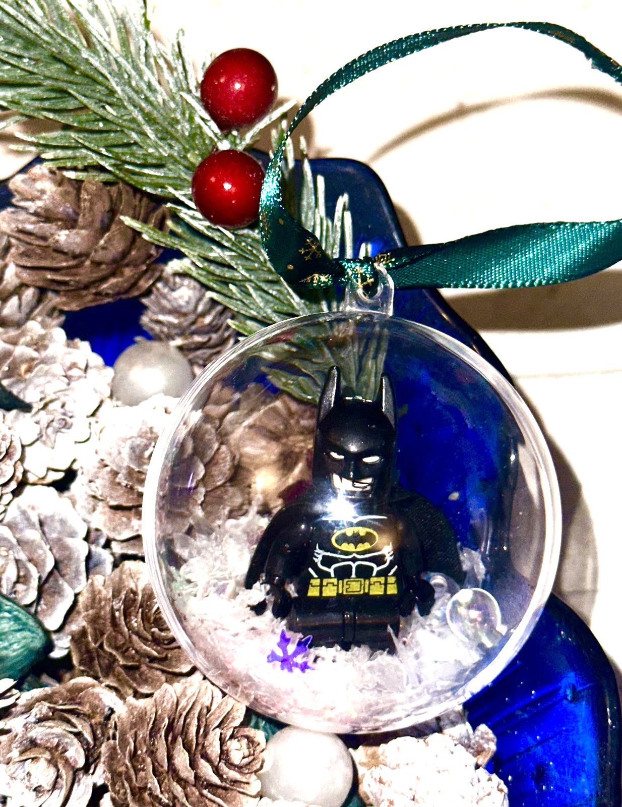 Christmas Pink Batman Mini Figure Bauble Hanging Snowflake Tree 3D Handmade Gift