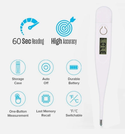 Digital Thermometer Medical LCD Temperature Alarm Baby Adult Oral Ear Arm Fever