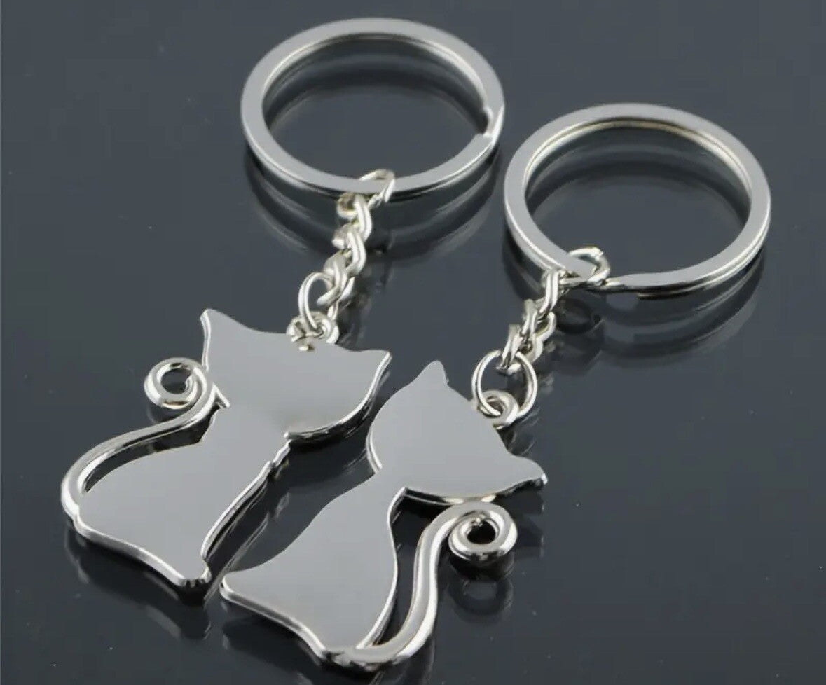 2 Valentine’s Couples Keyring Cats Black White Gift Bag Girlfriend Boyfriend