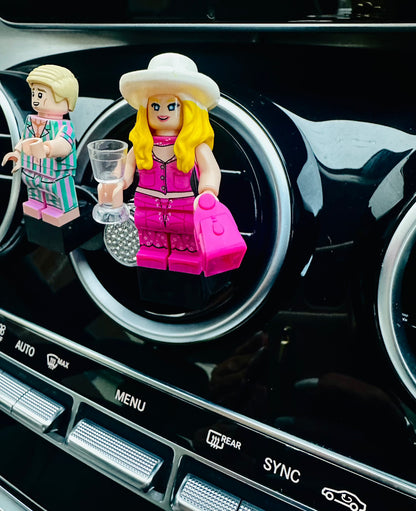 Cute Pink Doll & Ken Air Freshener Mini Figure Car Clip Vent Scent  Gift