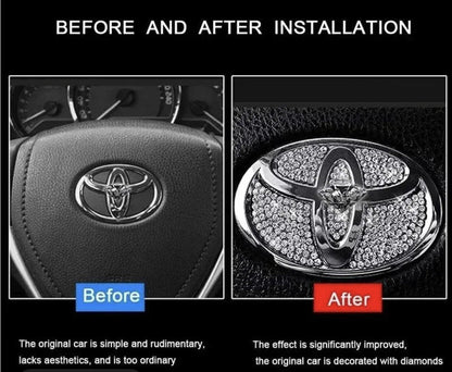 Car Toyota Rhinestone Steering Wheel Center Emblem Trim Diamond Sticker Logo