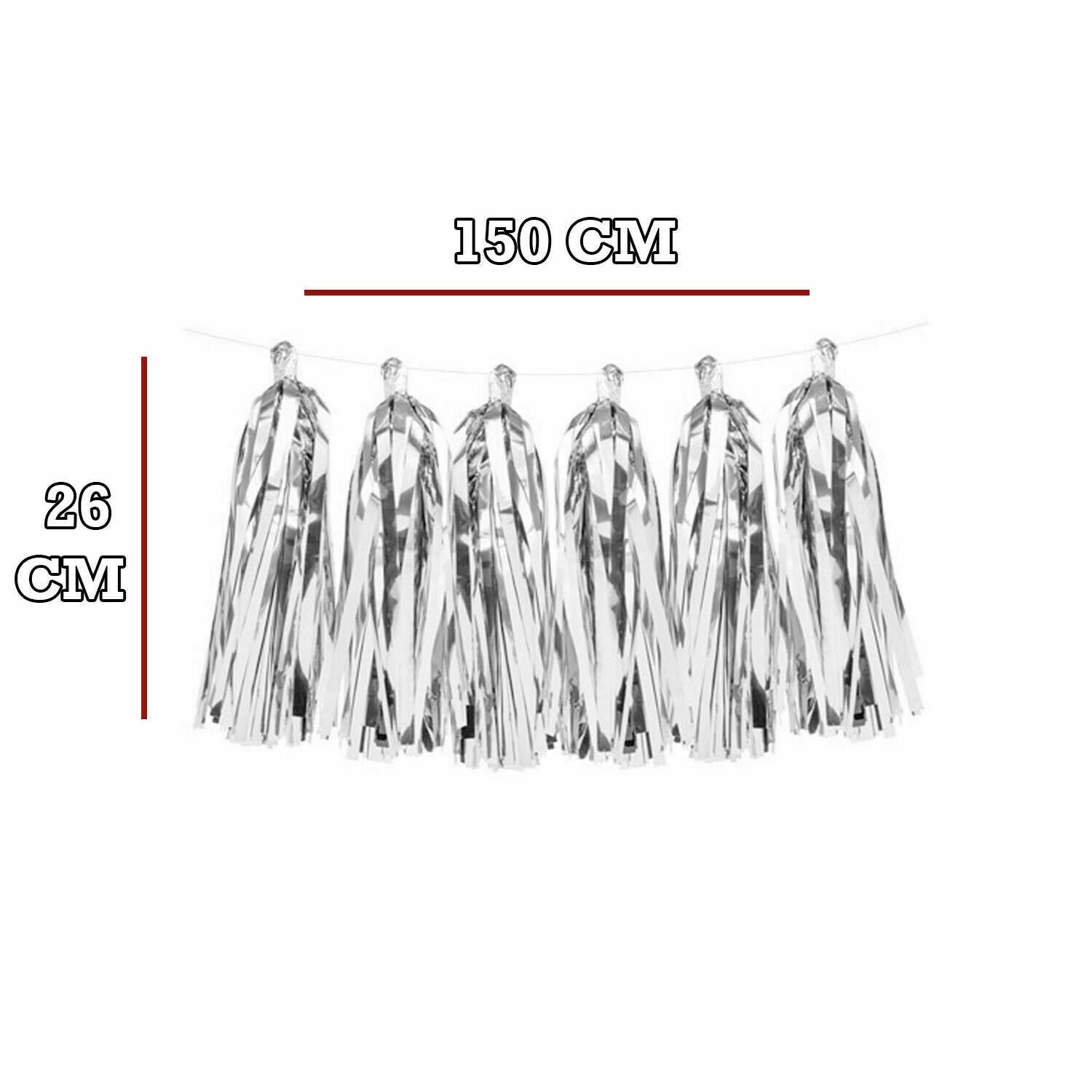 Christmas Party Table Silver Tassel  Garland Decoration 1.5M string Banner