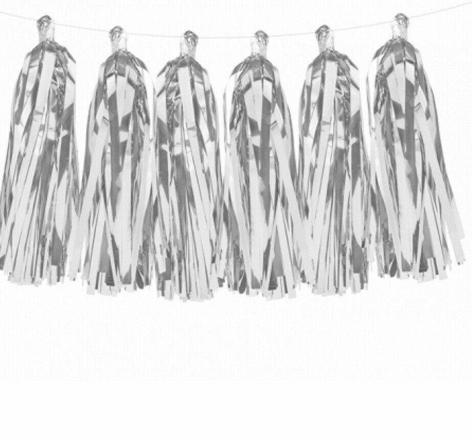 Christmas Party Table Silver Tassel  Garland Decoration 1.5M string Banner
