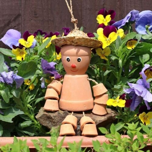 Flower Plant Pot Men Lady Terracotta Bill Ben Garden Ornament Mum personalise