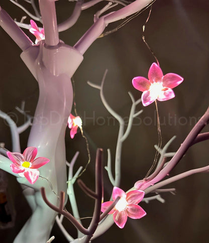 FLOWER VALENTINE HEARTS LED PINK WIRE LIGHTS BATTERY OPERATED 1.24 M x 12 LED 🌸