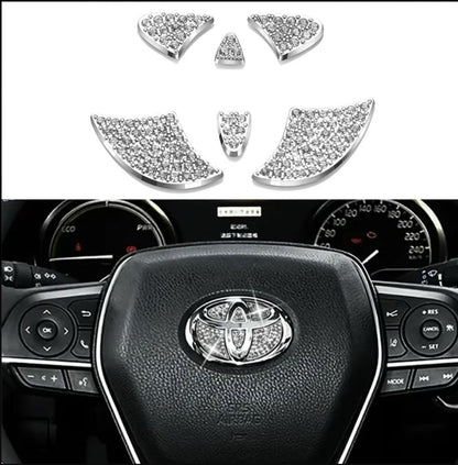 Car Toyota Rhinestone Steering Wheel Center Emblem Trim Diamond Sticker Logo