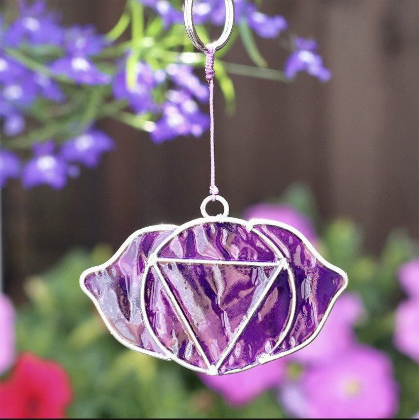 Sun catcher 7 Chakra spiritual sacral third eye hanging Handmade Colour Glass 