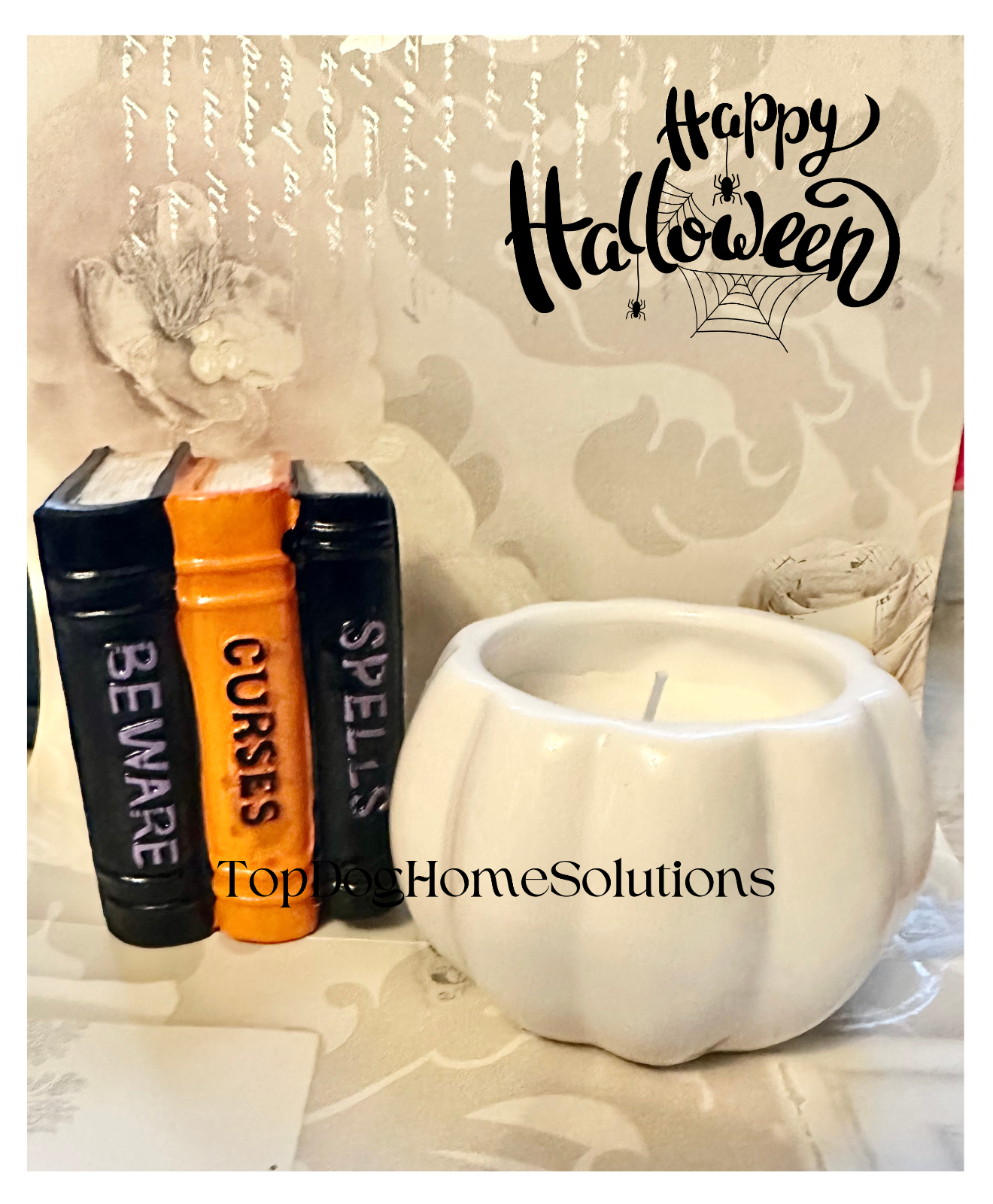 Witch Candle Halloween Pumpkin & Book of spells Scented Gift Ornament Vanilla