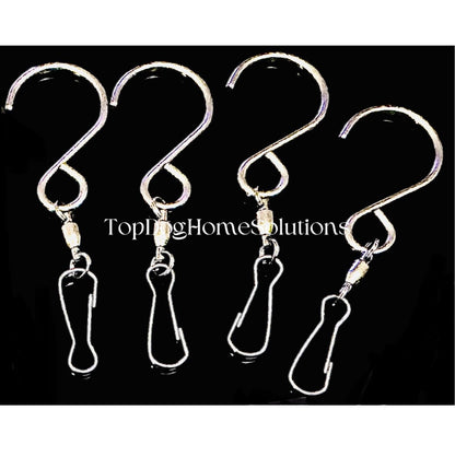 4 X Swivel S Hooks Rotate Garden Wall Clips Display Hanging Sign Stainless Steel
