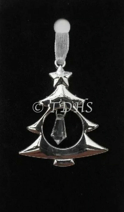 Christmas hanging Decoration Crystal silver Metal tree Bauble bell snowflake joy