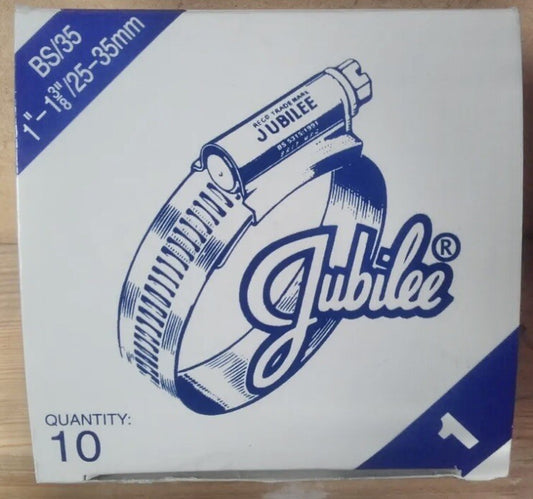 Size 1 Genuine Jubilee Clips Stainless Mild Steel Marine Clip 25mm-35mm X 10