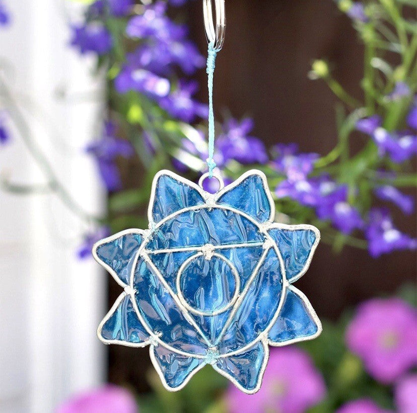 Sun catcher 7 Chakra spiritual sacral third eye hanging Handmade Colour Glass 