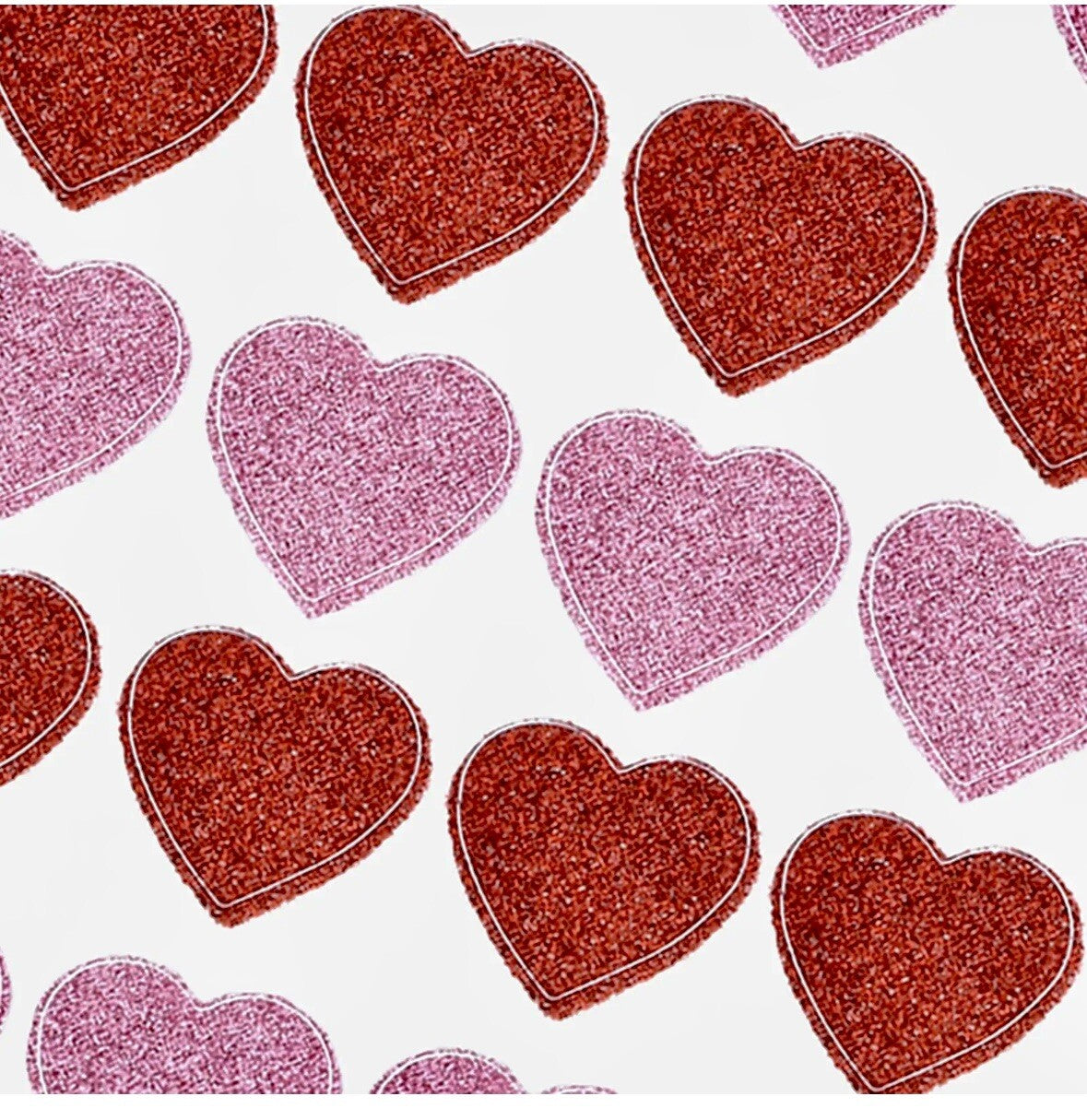Valentines Glitter Heart Sticker label Adhesive Red Pink Craft decorate card 50