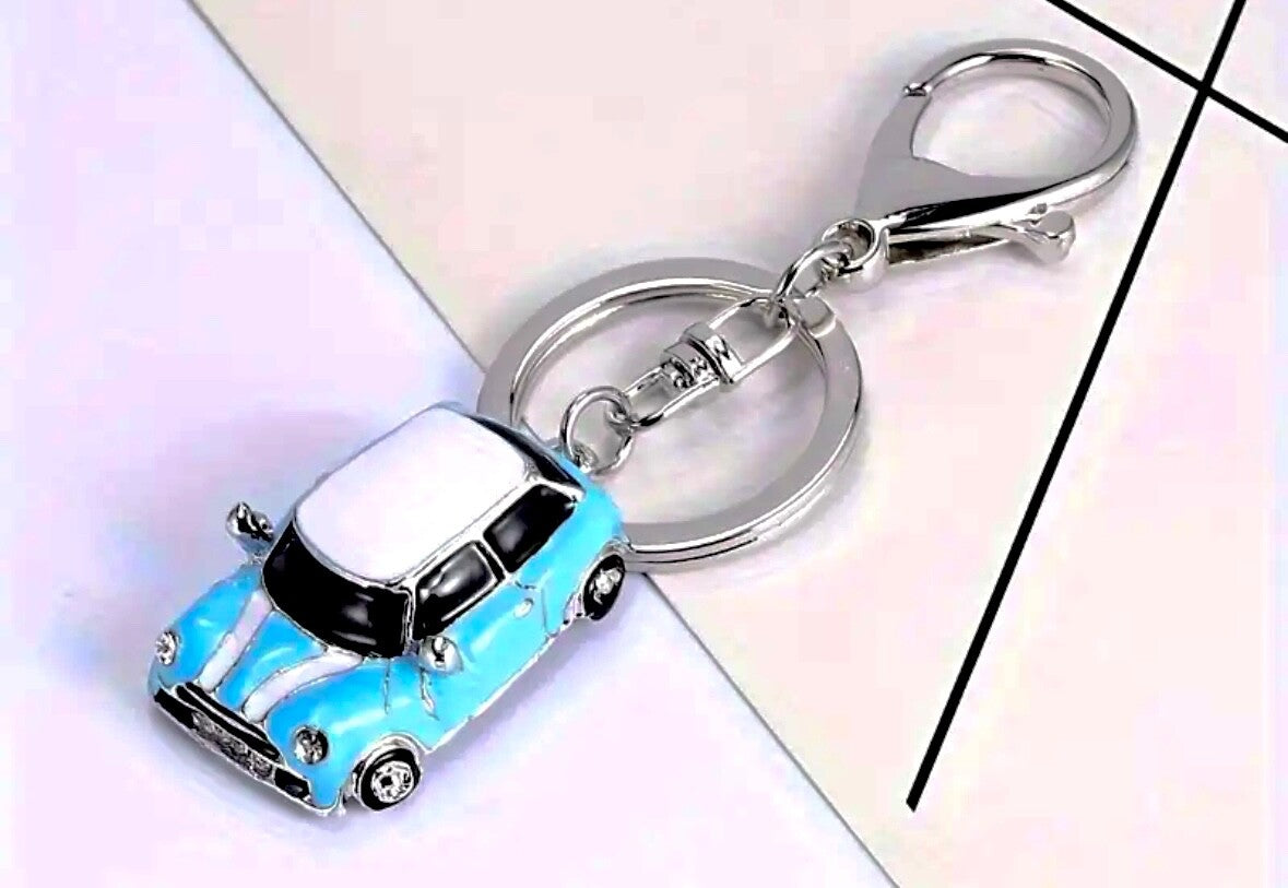 Mini Cooper Car Keyring Key Chain Gift Blue/Red/Black/Wine Rhinestone Metal Gift
