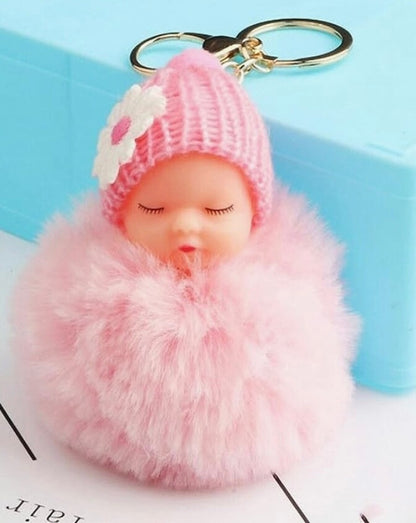 Baby Mama Keyring Pom Pom Car Key chain Bag Charm Doll Blue Pink Red Xmas Gift