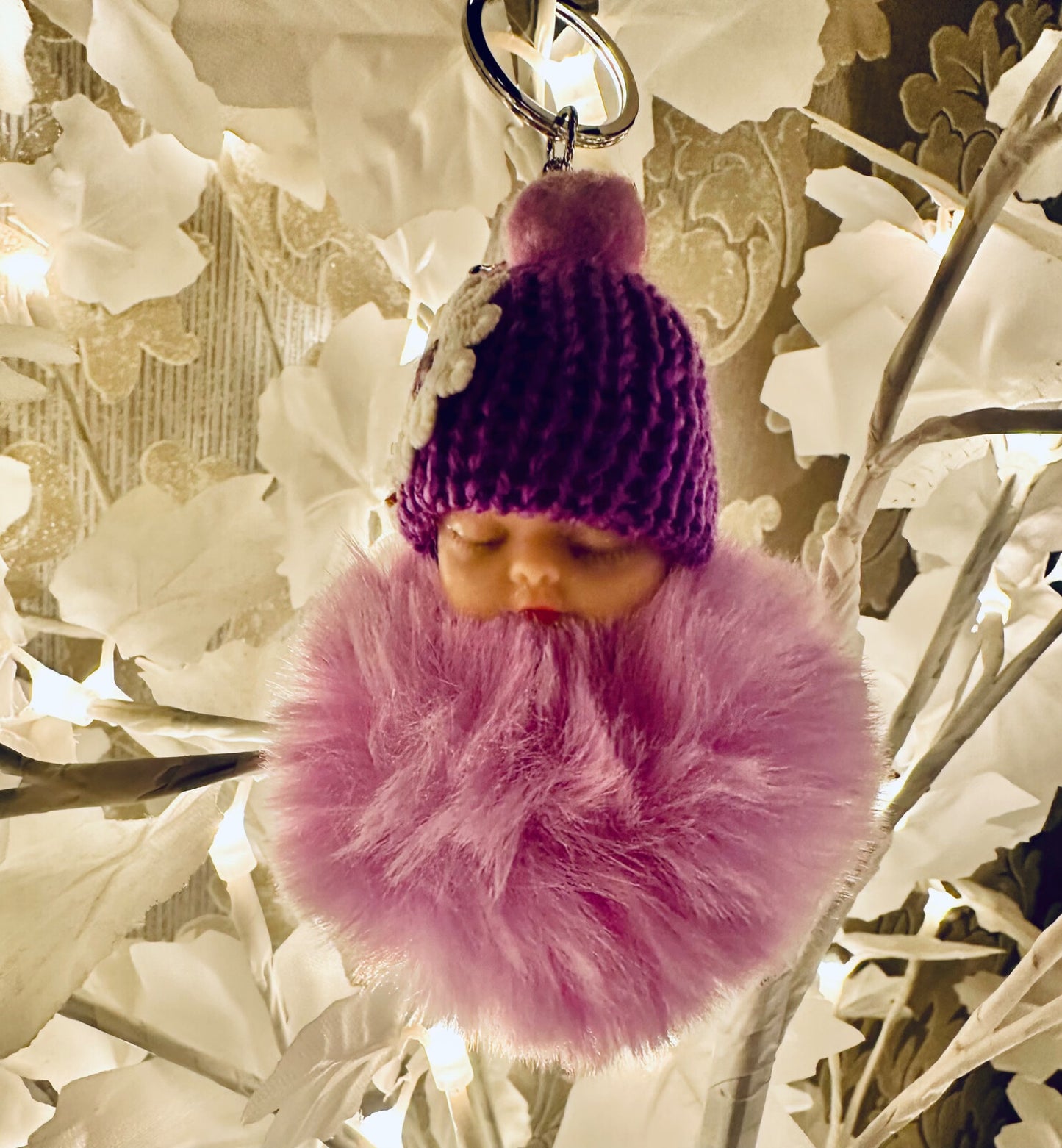 Baby Mama Keyring Pom Pom Car Key chain Bag Charm Doll Blue Pink Red Xmas Gift