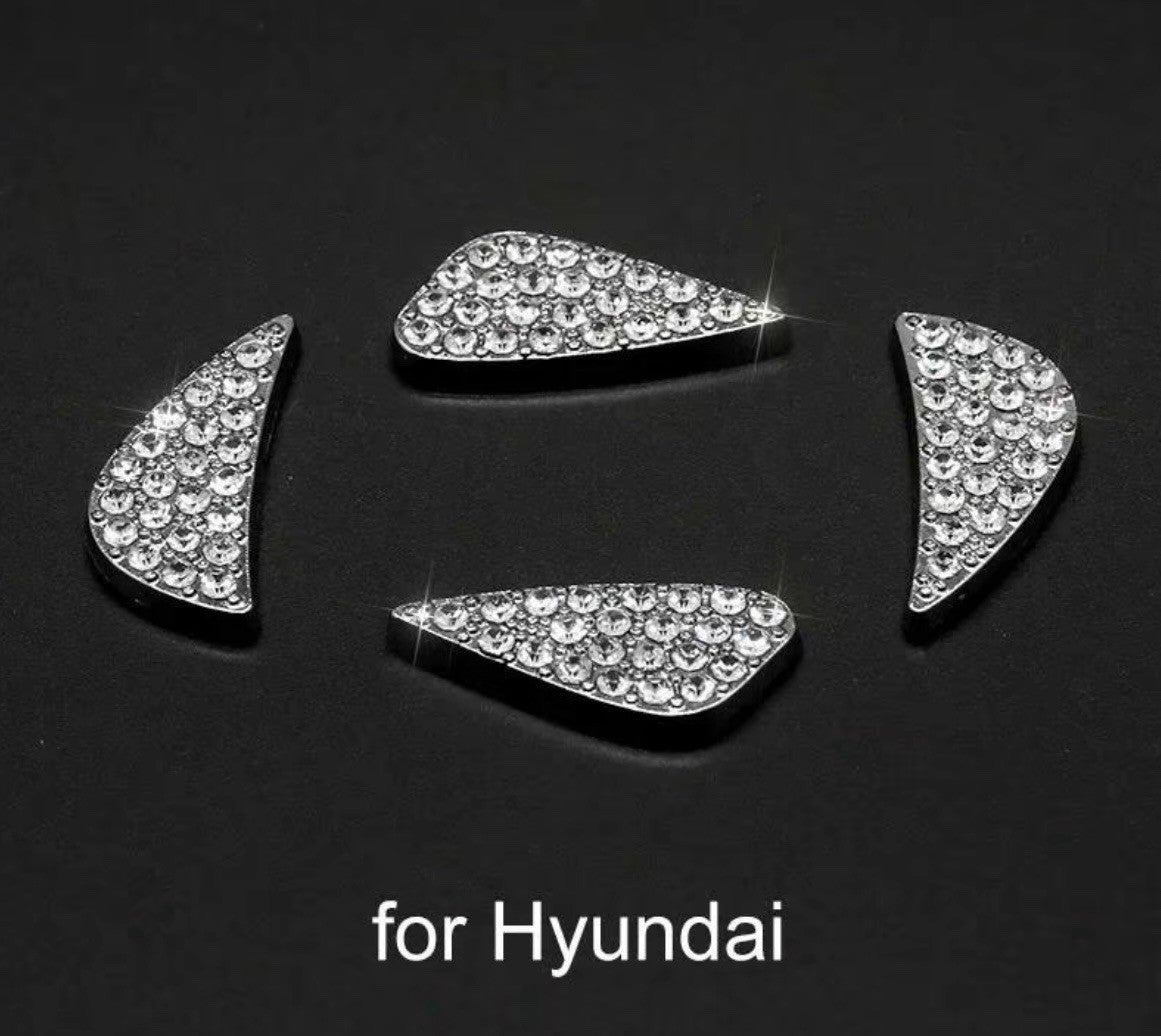 Car Hyundai Rhinestone Steering Wheel Center Emblem Trim Diamond Sticker Logo