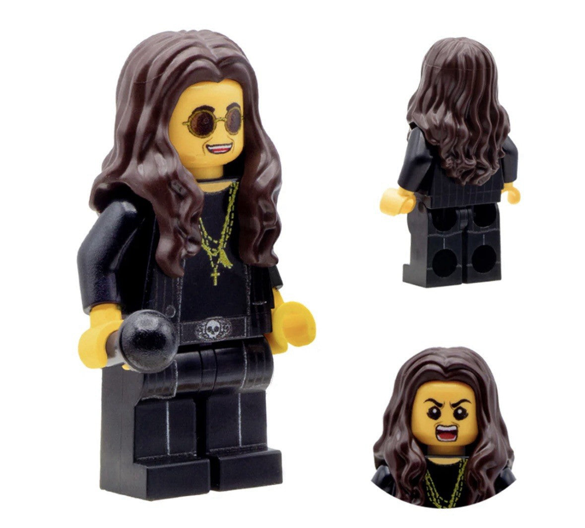 Rock Music Ozzy Osbourne Minifigure Keyring Bat Black Mini Figure Rock Band