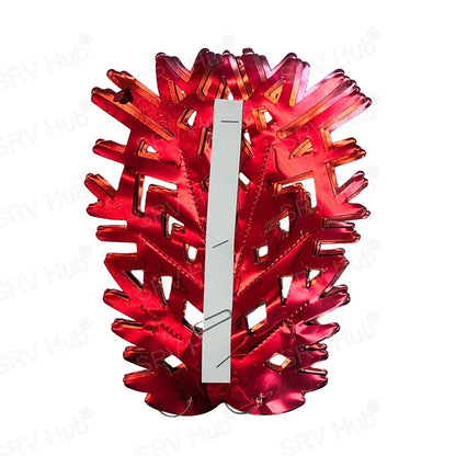 2 x CHRISTMAS RED METALLIC SNOWFLAKE BALL FOIL FAN HANGING XMAS HOME DECORATIONS