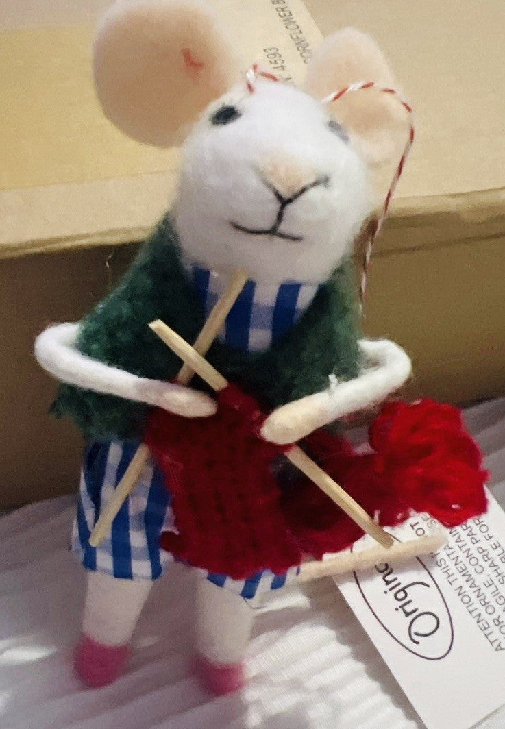 Felt Knitting Mouse Nan Christmas Tree Decoration Hanging Festive Ornament