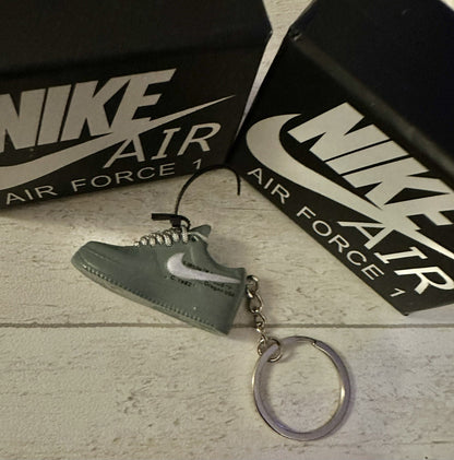 Nike Air Force 1 3D Trainer sneaker Keyring Grey shoe Mini Low Gift Box Car key