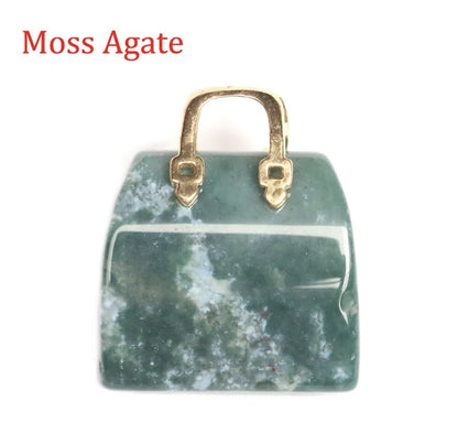 Handbag Crystal Stone Quartz Natural Healing Pendant Carved Display Ornament