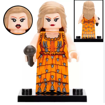 Cute Taylor Inspired 3D Mini Figure On Stand Eras Gift Cake Topper Brick