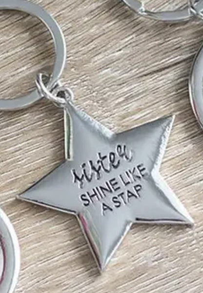 Sister Gift Keyring Sisters shine like a star birthday Quality Metal Sealed