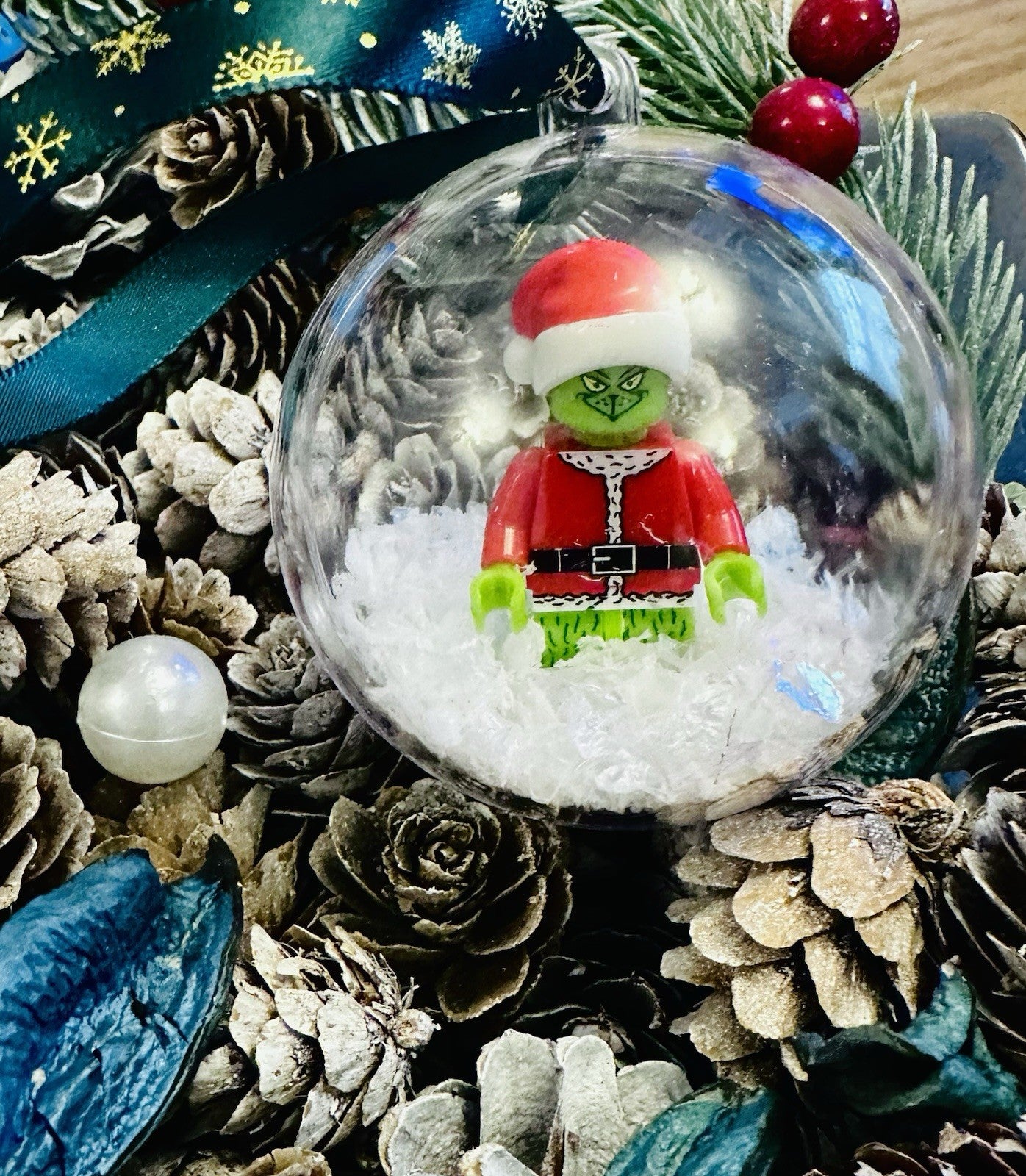 Christmas Grinch Santa Mini Figure Bauble Hanging Snowflake Tree 3D  Handmade