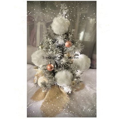 Christmas Furry White Pom Pom Hanging snowball Tree Bauble Xmas Decoration x 4