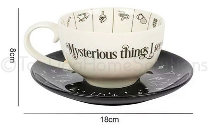 Gypsy Fortune Telling Tea Cup & Saucer Tea Leaf Reading Set Gift Ceramic