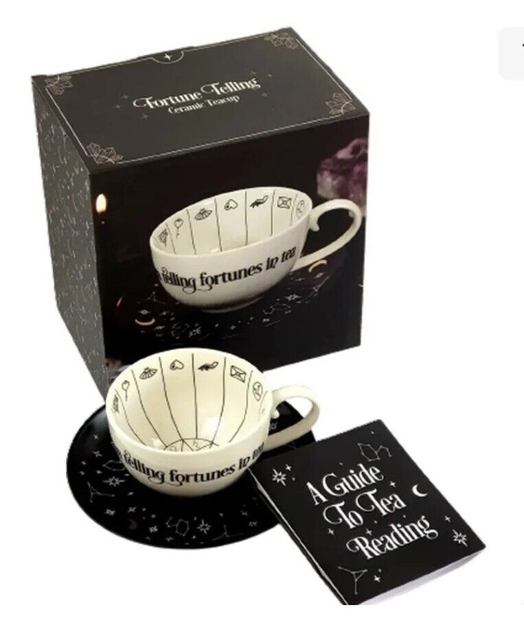 Gypsy Fortune Telling Tea Cup & Saucer Tea Leaf Reading Set Gift Ceramic