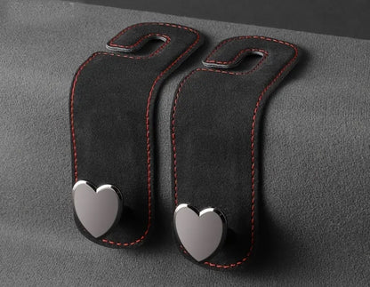 2 Shopping Bag Car Hooks Coat  Handbag Heart Hanger Headrest Hook Metal Storage