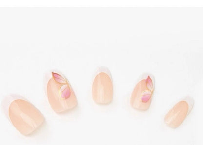 Claire’s Pink White Butterfly Stiletto Fake False Nails Press On Glue Gloss