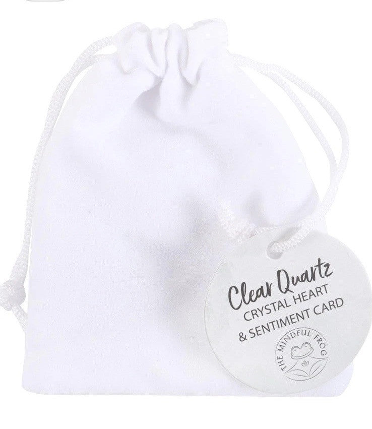 Clear Quartz Crystal Heart in a White Gift Bag & Card You Rock Mothers Day