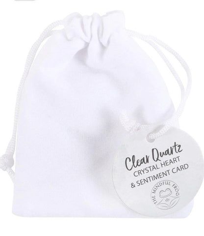 Clear Quartz Crystal Heart in a White Gift Bag & Card You Rock Mothers Day