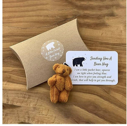 Little Pocket Bear Hug Cute Teddy Gift Handmade Bear Positivity Animal & Card