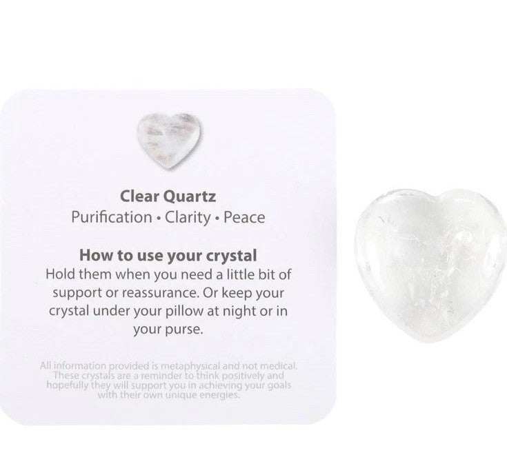 Clear Quartz Crystal Heart in a White Gift Bag & Card You Rock Mothers Day