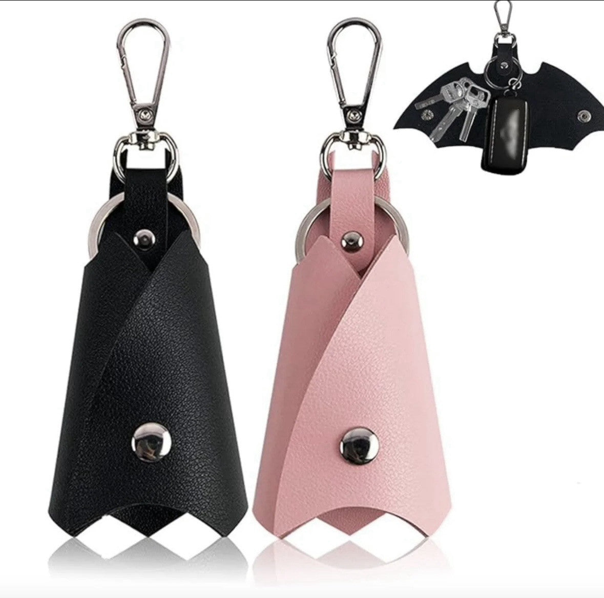 Batman Keyring Black Matching Pink Bat Couples Key Holder Pouch Car Key Case