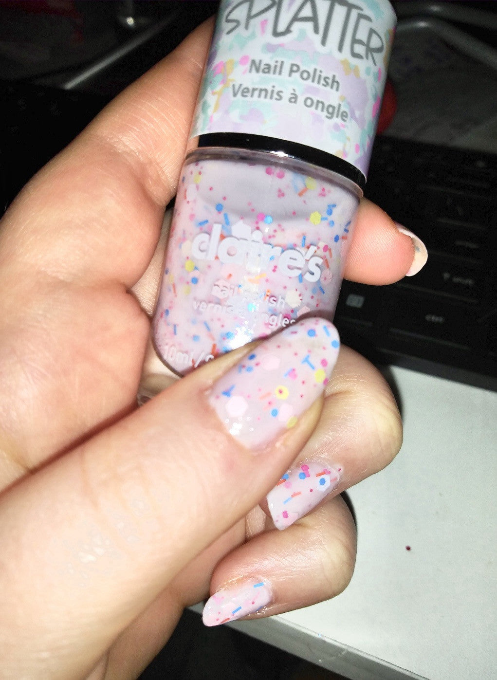 claires chip resistant nail polish purple Lilac Blue Splatter