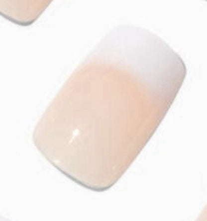 Claire’s Pink White French Manicure Square Fake False Nails Press On Glue Gloss