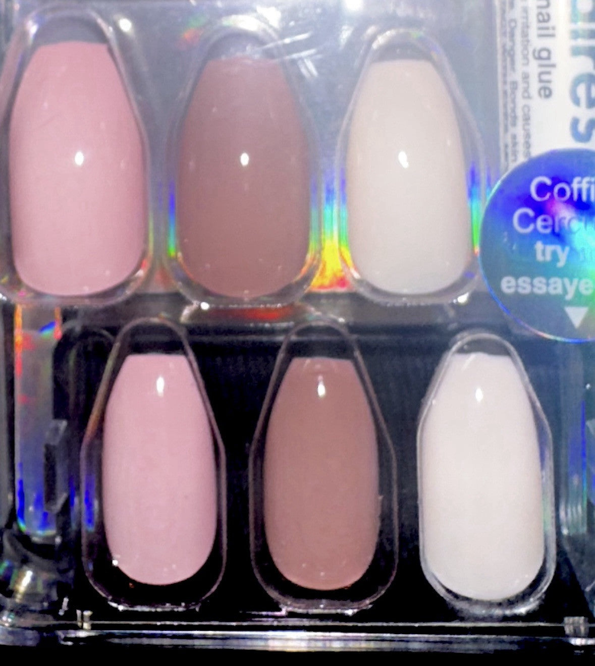 Claire’s Pink White Chocolate Stiletto Fake False Nails Press On Glue Gloss