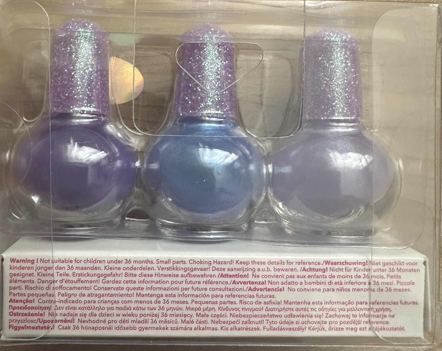 Claire’s Club Nail Polish Set 3 Light Blue Lilac Purple Peel Off