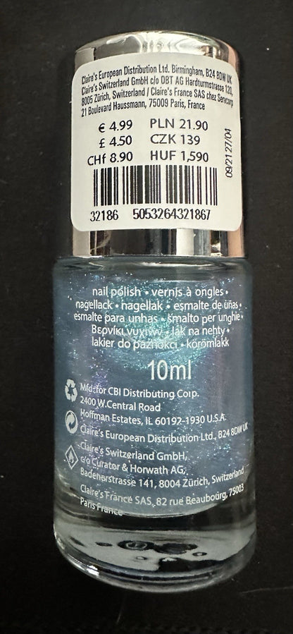 Claires Nail Polish Blue Lilac Varnish Nails 10ml Glossy Shimmer Finish