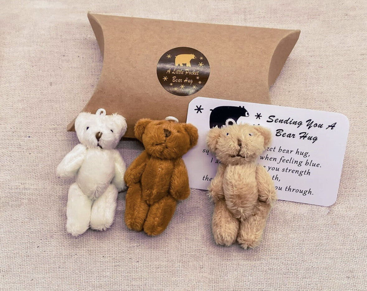 Little Pocket Bear Hug Cute Teddy Gift Handmade Bear Positivity Animal & Card